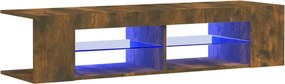 vidaXL Comodă TV cu lumini LED, stejar fumuriu, 135x39x30 cm