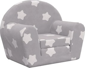 vidaXL Canapea extensibilă de copii, gri deschis cu stele, pluș moale