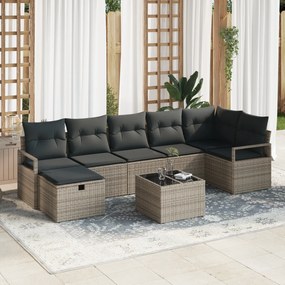 vidaXL Set de canapele pentru grădină 8 pcs Gri 287 x 122 x 85 cm