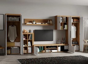 Set Mobila Living Golden Oak Alb / Stejar Auriu C03