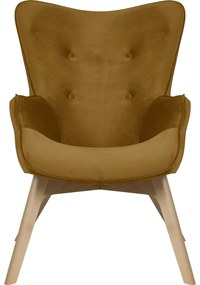 Fotoliu galben muștar cu tapițerie din catifea Niko – Ropez