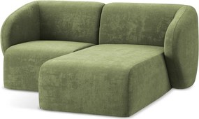 Colțar verde cu tapițerie din chenille (cu colț pe partea dreaptă/cu șezlong) Lani – Makamii