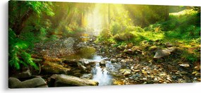 Tablou cu râul în pădurea verde (120x50 cm)