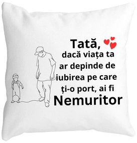 Perna Decorativa pentru Tata 5,40x40 cm, Alba, Mata, Husa Detasabila, Burduf