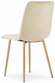 Set de masa 1 + 4, masa de dining alb ADRIA 120x80 cm + scaun crem din catifea LAVA