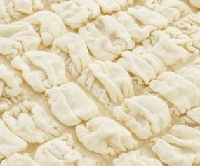 Husa elastica si creponata pentru canapea 3 locuri, fara volanas, culoare Bej Natur