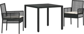 vidaXL Set de masă pentru grădină 3 pcs Negru poliratan