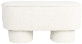 Bancă albă cu tapițerie din țesătură bouclé Marcos – White Label