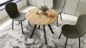 Mazzoni ALMO 80 Stejar Artisan/picioare negre - MASĂ ROTUNDĂ CU PICIOARE Y LOFT/INDUSTRIAL PENTRU BUCĂTĂRIE LIVING SAU SUFRAGERIE