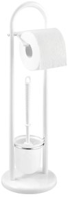 Perie de toaletă cu suport pentru hârtie Wenko Siena, alb