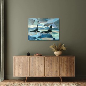 Tablou pe sticlă - Balene (70x50 cm)