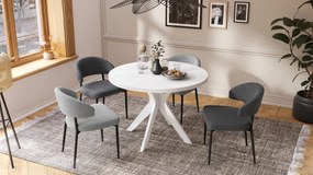 Mazzoni RENZO Alb - MASĂ ROTUNDĂ Ø110 EXTENSIBILĂ PÂNĂ LA 180 cm | PENTRU BUCĂTĂRIE SUFRAGERIE LIVING RETRO