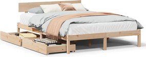 vidaXL Cadru de pat fără saltea, 140x190 cm, lemn masiv de pin
