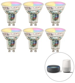 Set de 6 becuri LED inteligente GU10 RBGW 4.5W 350lm 2700K
