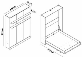 Pat rabatabil dublu PRIMER QUEEN BED (150 X200)