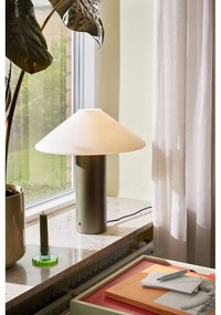 Veioză verde-închis cu abajur din sticlă (înălțime 40 cm) Orbit – Hübsch