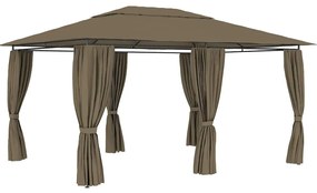 vidaXL Pavilion de grădină cu perdele, gri taupe, 4 x 3 m, 180 g/m²