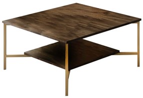 Masuta Cafea, PAL Melaminat / Metal, Gold Line, Negru / Auriu, 80 x 80 x 40 cm