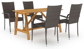 vidaXL Set mobilier de grădină, 5 piese, maro