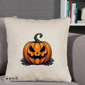 Perna Decorativa Halloween Jack-o'-Lantern Infricosator, 40x40 cm, Bej Canapea, Husa Detasabila, Perna Inclusa, BEKZ®