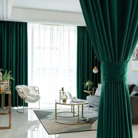 Draperie Blackout 80%  din catifea Verde Smarald - LA COMANDA pe dimensiunile tale