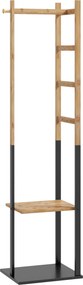 HOMCOM Cuier de Podea Autoportant cu Bară Centrală, 4 Bare Laterale, 2 Cârlige și 2 Rafturi, 46x28,5x153,5 cm, Negru | Aosom Romania