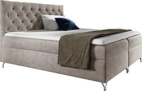 Pat cu boxspring, 160x200, ţesătură gri-bej Taupe Velvet, GULIETTE + cadou