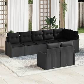 vidaXL Set de canapele pentru grădină cu pernă 8 pcs Negru Rattan poli