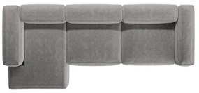 Colțar gri deschis cu tapițerie din catifea reiată (cu colț pe partea stângă/cu șezlong) Bergamo – Cosmopolitan Design