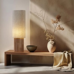 Lampă de podea Japandi din lemn cu abajur din in 90cm - Lamel