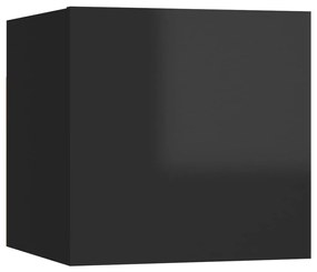 Set dulap TV, 5 piese, negru extralucios, PAL 1, negru foarte lucios, 100 x 30 x 30 cm
