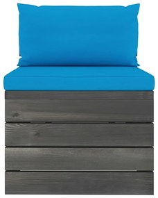 Set mobilier gradina paleti cu perne, 9 piese, lemn masiv pin Albastru deschis, 9