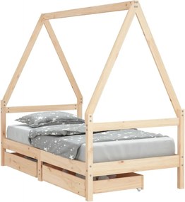 vidaXL Cadru de pat copii cu sertare, 80x160 cm, lemn masiv pin