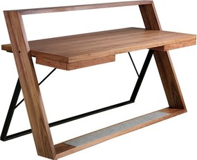 Birou elegant design LUX furnir de nuc si otel Office Walnut