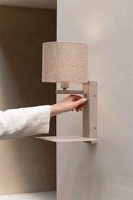 Aplica cu raft, port USB si abajur textil in deschis Florence