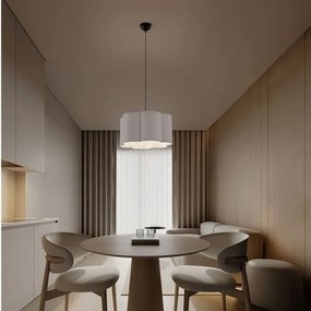 Lustra suspendata cu abajur textil gri BLOOSY