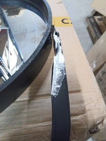 OFERTA Oglinda rotunda neagra cu maner din piele NAHAD Ø50 cm II. calitate