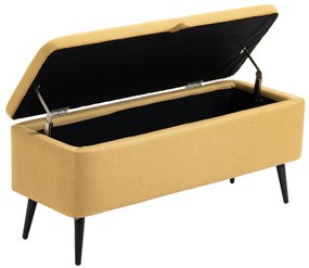 HOMCOM Bancă bancă cu depozitare 2 în 1 din material textil cu picioare din oțel negru 101l x 38,5l x 44,5î galben | Aosom Romania