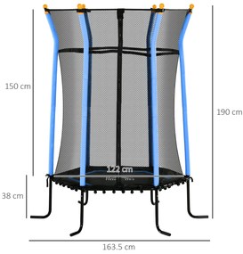 HOMCOM Trambulină Elastică pentru Copii 3-10 Ani cu Intrare cu Fermoar și Țevi Căptușite, Ø163,5x190 cm, Albastru | Aosom Romania