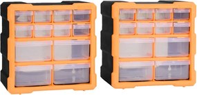 vidaXL Organizatoare cu 12 sertare, 2 buc., 26,5 x 16 x 26 cm