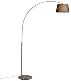 Lampă de podea arcuită modernă din oțel cu abajur din stofă neagră - Arc Basic