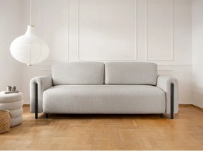 Canapea grej extensibilă/cu spațiu de depozitare cu tapițerie din țesătură bouclé 244 cm Arcadova – ELTAP