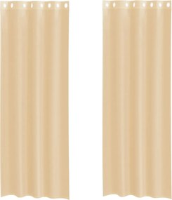 vidaXL Perdele Voile cu Oelii 2 buc Nisip