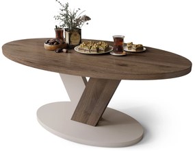 Mazzoni LOVA Nuc Elegant/Bej Taupe - MĂSUȚĂ OVALĂ 110x60 cm MĂSUȚĂ DE CAFEA MODERNĂ