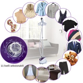 HomCom Fier de Calcat cu Vapor Vertical Profesional cu Rezervor 1.8L 1800W