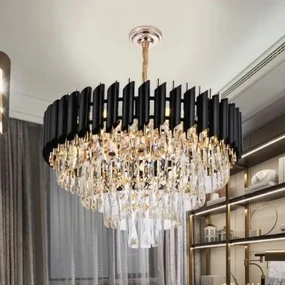 Candelabru Cristal Elit's Esn600, Negru cu Auriu
