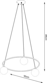 Lustră albă/neagră cu abajur din sticlă Umerta – Sollux