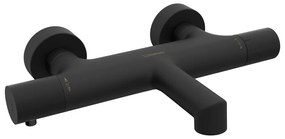 Baterie negru-mat pentru cadă cu montare pe perete (2 ieșiri) Solaris – Sapho