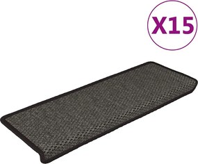 vidaXL Covorașe scări autoadezive, 15 buc. antracit 65x21x4 cm sisal