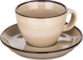 Set de 6 cești cu farfurioare Banquet Palas 90 ml, crem